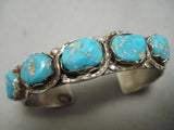 Native American Important (d.) Effie Calavaza Turquoise Sterling Silver Snake Bracelet Old-Nativo Arts