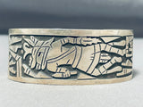 Fascinating Vintage Native American Navajo Sterling Silver Kachina Bracelet-Nativo Arts