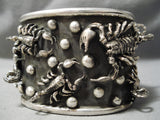 Crazy Scorpion Heavy Huge Native American Sterling Silver Bracelet-Nativo Arts