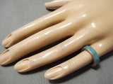 Thicker Vintage Navajo Turquoise Inlay Sterling Silver Native American Ring-Nativo Arts