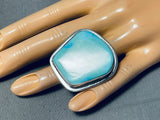 One Of The Biggest Ever Native American Navajo Tommy Jackson Turquoise Sterling Silver Ring-Nativo Arts