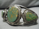 Museum Vintage Native American Navajo Green Turquoise Sterling Silver Bracelet Old-Nativo Arts