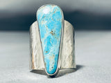 Amazing Native American Navajo Old Kingman Turquoise Sterling Silver Ring-Nativo Arts