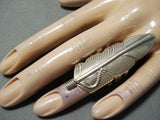 Detailed Navajo Sterling Silver Feather Ring Native American-Nativo Arts