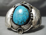 Vivid Museum Vintage Native American Navajo Carico Lake Turquoise Sterling Silver Bracelet Old-Nativo Arts