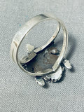Important Native American Navajo Sterling Silver Toad Ring Signed Ben Benally-Nativo Arts