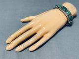 Amazing Vintage Native American Navajo 9 Jade Squares Sterling Silver Bracelet-Nativo Arts