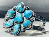 Castle Dome Turquoise Cluster Sterling Silver Bracelet Cuff-Nativo Arts