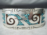Elaborate Navajo Turquoise Sterling Silver Bracelet Native American-Nativo Arts