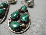 Beautiful Vintage Native American Navajo Malachite Sterling Silver Earrings Old-Nativo Arts