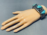 Thicker Museum Vintage Native American Navajo Aqua Turquoise Sterling Silver Bracelet-Nativo Arts