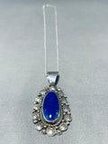 Fabulous Vintage Native American Navajo Lapis Sterling Silver Necklace-Nativo Arts