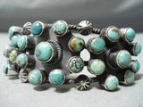 One Of The Best Vintage Native American Navajo Turquoise Coiled Sterling Silver Heavy Bracelet-Nativo Arts
