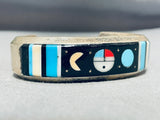 Thicker Signed Vintage Native American Navajo Turquoise Inlay Sterling Silver Bracelet-Nativo Arts
