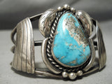 Incredible Vintage Native American Navajo Morenci Turquoise Sterling Silver Bracelet Old-Nativo Arts