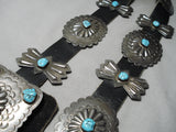 Early Hand Tooled Vintage Native American Navajo Turquoise Sterling Silver Concho Belt Old-Nativo Arts