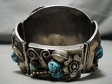The Biggest And Best Vintage Native American Navajo Turquoise Sterling Silver Watch Bracelet Old-Nativo Arts