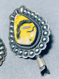 Unique Native American Navajo Honeybee Jasper Sterling Silver Repoussed Earrings-Nativo Arts