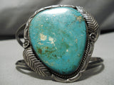 Incredible Vintage Native American Navajo Aqua Turquoise Sterling Silver Bracelet Old-Nativo Arts