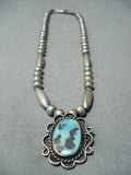 Marvelous Vintage Native American Navajo Kingman Turquoise Sterling Silver Necklace Old-Nativo Arts