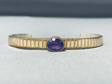 Smithsonian Artist Vintage Native American Navajo Amethyst Gold Sterling Silver Bracelet-Nativo Arts