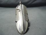 Detailed Navajo Sterling Silver Feather Ring Native American-Nativo Arts