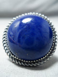 Astounding Vintage Navajo Lapis Sterling Silver Ring Native American-Nativo Arts