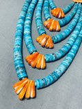 Native American Mind Blowing 5 Tier Santo Domingo Turquoise Sterling Silver Necklace-Nativo Arts