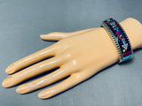 Important Native American Navajo And Apache Turquoise Space Kachina Sterling Silver Bracelet-Nativo Arts
