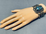 Bisbee Turquoise One of Best Vintage Navajo Sterling Silver Bracelet-Nativo Arts