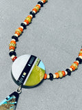 Native American Chris Nieto Vintage Santo Domingo Turquoise Sterling Silver Necklace-Nativo Arts
