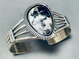 Incredible Native American Navajo White Buffalo Turquoise Sterling Silver Bracelet-Nativo Arts