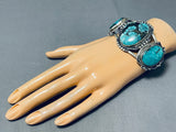 Triple Huge Vintage Native American Navajo Turquoise Sterling Silver Bracelet-Nativo Arts