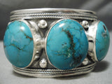 Important Vintage Native American Navajo Domed Spiderweb Turquoise Sterling Silver Bracelet-Nativo Arts
