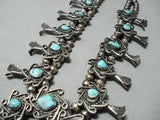 To Die For! Vintage Native American Navajo Turquoise Sterling Silver Squash Blossom Necklace-Nativo Arts