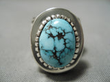 Important Inlay Master Native American Navajo Turquoise Coral Sterling Silver Ring-Nativo Arts