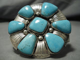 Huge Vintage Native American Navajo Easter Blue Turquoise Sterling Silver Tso Bracelet-Nativo Arts