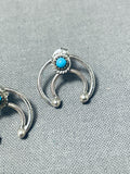 Marvelous Native American Navajo Sleeping Beauty Turquoise Sterling Silver Earrings-Nativo Arts