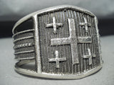 Marvelous Signed Native American Navajo Sterling Silver Crosses Bracelet-Nativo Arts