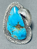Old Deposit Kingman Turquoise Vintage Native American Navajo Sterling Silver Ring-Nativo Arts