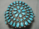 One Of Best Vintage Native American Navajo Blue Diamond Turquoise Sterling Silver Bracelet Old-Nativo Arts
