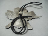 6 Inch Long Vintage Native American Navajo Turquoise Shell Sterling Silver Bolo Tie-Nativo Arts
