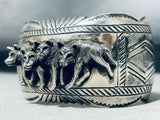 Pack Of Wolves Native American Navajo Intricate Sterling Silver Bracelet Cuff-Nativo Arts