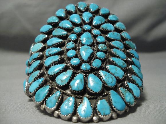 One Of The Best Vintage Native American Navajo Turquoise Sterling Silver Cluster Bracelet-Nativo Arts