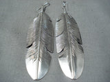 Spectacular Navajo Sterling Silver Feather Earrings Native American-Nativo Arts