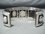 Astonishing Vintage Native American Navajo Square Cut Turquoise Sterling Silver Bracelet Old-Nativo Arts