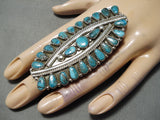Amazing Native American Navajo Turquoise Cluster Sterling Silver Ring-Nativo Arts