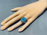 Signed Vintage Native American Navajo Turquoise Sterling Silver Ring Old-Nativo Arts