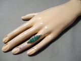 Marvelous Vintage Native American Navajo Cerrillos Turquoise Sterling Silver Ring Old-Nativo Arts