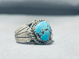 Fabulous Vintage Native American Navajo #8 Mine Turquoise Sterling Silver Ring-Nativo Arts